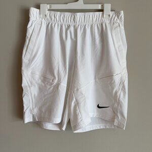 Nike FD5325-100 Men's Large Dri-FIT Advantage 9" Tennis Shorts White Pickleball